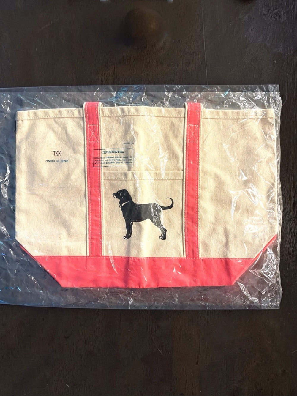 The Black Dog Canvas Tote with Pink Trim, New in Bag!